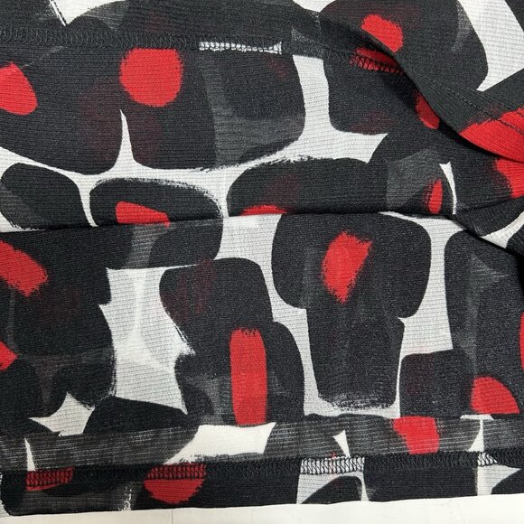 Vtg Blast Women Top Black Red White Abstract Pleated Front Scoop Neck Sheer Sz M - Picture 5 of 7